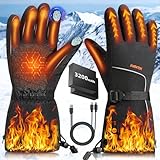 eventek Beheizbare Handschuhe Damen Herren,Elektrische Beheizte Handschuhe Mit 7.4V 3200MAh*2 Wiederaufladbare Akkus,USB wasserdichte Touchscreen Heizhandschuhe für Skifahren,Motorrad,Fahrrad