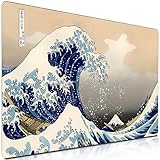 Retoo Mauspad Gaming XXL 900 x 400 mm Die Große Welle vor Kanagawa Schreibtischunterlage Japanische Meereswelle Verbessert Präzision Geschwindigkeit rutschfest Japan Style