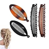 Bananenspange Haare，4 StüCk Banana Hair Clip，Banana Clip Retro Weibliches Haar Accessoire (Schwarz, Braun)，Retro Fischschwanz Haarspange Geeignet FüR Langes Oder Glattes Haar