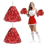 CAINCAY Cheerleader Pompons, 2 Stück Metal Foil Cheerleading Pompons, Cheerleader Pompons mit Griffen Cheer Poms für Ballspiele Tänze Karnevalspartys