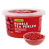 TILLMANN'S Bubble Tea Perlen Erdbeere – 490g Popping Boba mit echtem Fruchtsaft – 100 % gelatinefrei & glutenfrei – Fruchtperlen für Bubble Tea, Desserts & Getränke