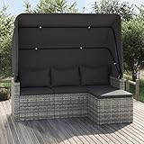 Festnight Balkon Sofa mit Dach Gartensofa 3 Sitzer Gartenlounge Polyrattan Lounge Gartenmöbel Set Rattansofa Loungemöbel Terrasse Terrassenmöbel Rattan Balkonmöbel Keiner Balkon Sonnendach