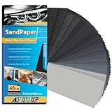 ALPXUXP Schleifpapier Set 48 Stück Nass und Trocken Profi Wasser Schmirgelpapier,für Auto|Metall|Holzmöbel|Stein|Lack|Glas,Körnung 120/180/240/400/600/800/1000/1200/1500/2000/3000/5000，23 x 9cm