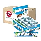 Bounty Vollmilch Thekendisplay mit 24 einzeln verpackten Doppel-Riegeln aus Milchschokolade mit Füllung aus saftigem Kokosmark mit Geschenk von Pere's Candy