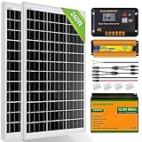 ECO-WORTHY 240W Solaranlage Komplettset Inselanlage netzunabhängiges Kit für Wohnmobil Camper: 2 Stücke 120W Solarmodul + 30A Laderegler + 1 Stücke 50Ah Lithiumbatterie + 600W Sinuswechselrichter