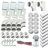 Trovac Zentralstaubsauger Einbau-Set für 3 DECO Saugdosen weiss