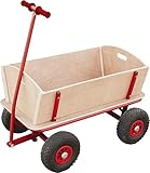 Izzy Bollerwagen Holz Kinder Luftreifen 100kg für alle Gelände Geeignet (Holzbollerwagen mit Pannensicheren PU-Reifen), 95 x 61 x 59 cm Abmessung; 15 KG