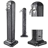 KADAX Wassersäule aus Kunststoff, Gartenwasserhahnsäule, Wasserzapfsäule, Wasserzapfstelle, Garten Säule mit Hahn, Freistehender Wasserhahn (Anthrazit)