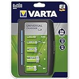 VARTA Akku Ladegerät, Batterieladegerät für wiederaufladbare Batterien, lädt 2 oder 4 AA, AAA, C, D oder 1x 9V gleichzeitig, Universal Charger, unbestückt