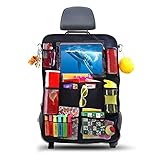 AiQInu Auto Rückenlehnenschutz und Organizer,Wasserdicht und Pflegeleicht Oxford Tuch Autositz Organizer, Rücksitz Organizer mit Viel Stauraum,Auto Rückenlehnenschutz für Kinder (1 Stück)