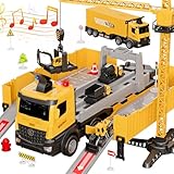 Träger, LKW, Rennstrecke, Kinderspielzeug, Bauwagen-Spielzeug-Set mit Kran, Bagger, Bulldozer, Muldenkipper, Zement-LKW, Legierung, Fahrzeug, Spielzeug, Weihnachten, Ostern, Geburtstag, für 3, 4, 5,