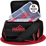 Paradox Fishing Angeltasche mit Boxen I inkl. 4 Boxen I Angelrucksack Angelkoffer - viel Platz für Köder und Angelzubehör