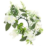 POPETPOP Künstlicher Kerzenleuchterring mit Realistischem Blumen und Blätterdekor Kompakter Tischkranz für Säulenkerzen Pflegeleichte Hochzeits und Festtagsdekoration