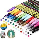 RATEL Acrylstifte Marker Stifte, 24 Farben Acrylstifte für Steine Wasserfest Paint Marker Set Wasserfest Permanent Art Filzstift Acrylic Painter für DIY Fotoalben, Stein, Leinwand, Papier - 0.7mm