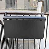 Hängetisch Balkon, 80-120 Cm Outdoor-Stehtisch Balkontisch Zum Einhängen, Wandmontierter Gartenklapptisch Balkongeländer, 5-Fach Höhenverstellbare Beistelltische, Wetter,Black-120*40cm/47.2*15.7in