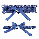 MWOOT Braut Hochzeitskleidern Strumpfband Blau, Zweiteiliges Brautstrumpfband Geschenk für Braut Hochzeitsparty, Elastisch Spitzenstrumpfband für Braut zum Junggesellinnenabschied, JGA Braut Zubehör