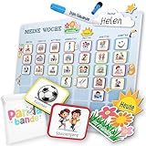 PANDABANDE® Wochenplaner Kinder - Montessori Magnettafel Kinder [inkl. Wetter, Jahreszeiten, Uhrzeiten, UVM] - Idealer Wochenplaner abwischbar magnetisch, to Do Liste Kinder, Tagesplan Kinder Routine