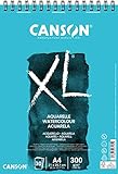 CANSON XL Aquarelle C400039170: Aquarellpapier - Aquarellblock in DIN A4 - 300g - mit Spiralbindung als Ringbuch - Malblock optimal für Wasserfarben & Aquarell, Blau