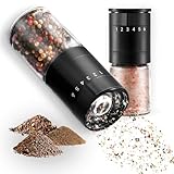 Zolmer® 2er Set Pfeffermühle mit Keramikmahlwerk & 6-Stufen-Drehung – Salz und Pfeffermühle groß – Manuelle Gewürzmühle schwarz matt, einstellbar & nachfüllbar