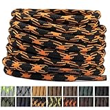 Stepace Runde Schwerlastbereich Schnürsenkel (2 Paar) 4.5mm Schuhbänder für Arbeitsstiefel, Bergschuhe, Wanderschuhe, Jagdstiefel Schwarz Orange-240