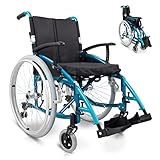 Mobiclinic® PRO, Rollstuhl faltbar leicht, Venecia, Rollen mit EIN-Knopf-Auszug, Dickes Polster, Premium, Aluminium, Geteilte Rückenlehne, Sitzgurt, Sportliche Ästhetik, Faltrollstuhl