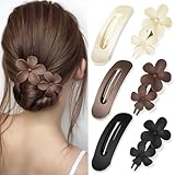 YONOY Flache Haarspangen, 2 Stile, Haarklammern für dickes, dünnes Haar, Blumen-Haarspangen, matt, französische Haarspangen, stilvoll, flach, Haar-Accessoires für Damen und Mädchen, 6 Stück