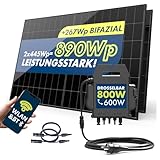 SPAUN Balkonkraftwerk 890W p | 800W Komplettset mit drosselbaren APSystems Wechselrichter mit VDE Relais und 10m Anschlusskabel zum Einstecken in die Steckdose - Wifi Fernüberwachung, Mini-Solaranlage