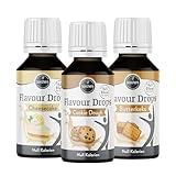 borchers Flavour Drops Probierpaket | je 1 x Cheesecake, Cookie Dough und Butterkeks | 3 x 30 ml | 0 Kalorien | Süßstoff Flüssig | Zum Kochen und Backen | Für Getränke