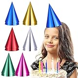 MmotZsb 24 Partyhüte, Partyhut Für Kindergeburtstag Und Erwachsene, 6 Farben Je 4 Stück, Ideal Für Familienfeiern Und Kuscheltier-Partys, Höhe 16.5CM