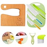 Goodchef 8-Piece Kindermesser Set | Kinderküchenmesser ab 2+ | Holz-Set mit Brett & Schäler | Ideal für Obst/Gemüse/Brot | CE-zertifiziert | Orang-Utan-Design | Sicheres Kochspiel