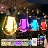 15M LED Halloween Lichterkette Außen Bunt Strom 20 RGB S14 Glühbirne,Smart App mit 99+ Modi und Timer, für Outdoor Wasserdicht Terrasse, Hinterhof, Party, Hochzeit, Garten, Balkon （USB）