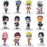 Ninja Figuren Set, 12 PCS Naruto Figuren Kuchen Dekoration Cake Topper Kinder Geburtstagsdeko Cupcake Topper Torten Dekoration Geburtstag Party Cake Topper Thema Party Supplies