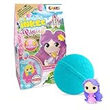 INKEE Surprise Princess Badebombe – Prinzessin Badekugel mit Überraschungsfigur, Zuckerwatte-Duft & Mandelöl, dermatologisch getestet, 100g, Rosa oder Lila