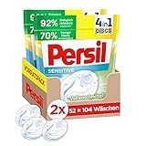 Persil Sensitive 4in1 DISCS Vollwaschmittel Kapsel (104 Waschladungen), Waschmittel für Allergiker & Babys entfernt hartnäckige Flecken, 92% biologisch abbaubare Inhaltsstoffe²