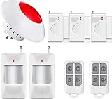 Drahtloses Hausalarmsystem Einbruchmeldeanlage Kit mit 115dB，Fensteralarm/Türalarm, Bewegungsmelder， Alarm Arbeit mit Garage, Haus, Lager