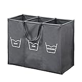 Kesper | Wäschesortierer mit 3er Einteilung und Trageschlaufen, Material: Polyester, Farbe: Grau | 89170