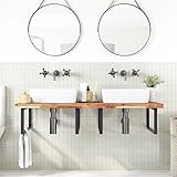 Eleganz Waschtischplatte aus Akazien-Massivholz, ölbeschichtet 120x60x4 cm - Langlebig & stilvoll für Ihr Badezimmer - Naturholz Waschtisch mit Ölbehandlung