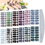 Kalolary Nagelfolie Selbstklebend, 12 Blatt Nagelsticker Marmorierung Full Nail Wraps Selbstklebende Nagelkunst Sticker Selbstklebende Maniküre Sticker mit Nagelfeile