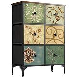 LYNCOHOME Kommode mit 6 Schubladen, Stoff, Schlafzimmer-Kommode, Aufbewahrungs-Organizer für Schlafzimmer, Wohnzimmer, Eingangsbereich, Kinderzimmer