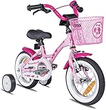 PROMETHEUS BICYCLES Kinderfahrrad ab 3 Jahren - Mädchenfahrrad 12 Zoll Kinder Fahrrad Mädchen Fahrrad Kinder mit Stützräder Rücktrittbremse in Rosa