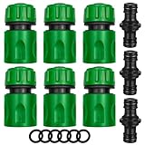 Garden Hose Coupling 1/2 Inch，9 Stück Schlauch Kupplung-Satz，Verbindungen Extender Verlängerung Verbindungsteil Plastisch Zwei Wege Kupplung für Garten und Haus Wasserhahn