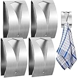 smilixin 4 Stück Handtuchhaken Geschirrtuchhalter Ohne Bohren,Wandhaken Küche aus Edelstahl,Küchenhandtuchhaken,Handtuchhalter Selbstklebend Handtuchklemme für Küche Badezimmer Toilette,7.5 * 5cm