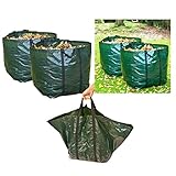 HTUK® Gartenabfallsack, strapazierfähig, wiederverwendbar, 55 l, mit Griff, wasserfest, Müllsäcke für Blätter, Grasschnitt und Unkraut, 2 Stück