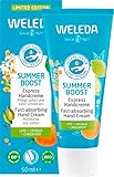 WELEDA Bio Summer Boost Express Handcreme - Limited Edition Naturkosmetik Handpflege Creme mit Sesamöl & Bienenwachs. Handlotion mit Duft nach Limette, Orange & Kardamom für trockene Hände (1x 50ml)