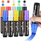 Marker, 10 Farben 15mm Acrylstifte Breit, Acrylic Paint Marker Wasserfest und Permanent, 3-in-1 Jumbo Acrylfarben Graffiti Stifte Acrylmarker für DIY, Malpapier, Steine, Keramik, Glas, Holz, Leinwand