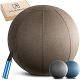 jolie-balluu Sitzball Büro ergonomisch hochwertiger Stoff [Nachhaltigkeitszertifikat] 65cm inkl. Pumpe, gesunde Alternative zum Stuhl, Bürostuhl ergonomisch, Gymnastikball mit Bezug (Taupe)