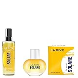 3tlg. STUDIO.MUNET Summer Set kompatibel mit 1x50ml La Rive for Woman Solare Eau de Parfum + 1x200ml Body Mist Spray | Ein purer und wunderbarer Sommerduft inkl. Sommer Jute Tote Bag in Natur