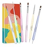Lofuanna 6Pcs Nail Art Pinsel Set, Nagel Gel Pinsel Set für UV-Gel, Nagellackpinsel, Acryl pinsel für nägel,Nail Art Liner Brush und Nail Dotting Pen für DIY Nail Art Design Maniküre