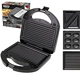 CAMRY Multifunktionsgerät 3 in 1 Sandwichmaker, Sandwichtoaster, Kontaktgrill, Oreschki Maker, Nussmaker, Nuss Keksen, Leistung 1000W, Antihaftbeschichtung für einfache Reinigung ohne Anbrennen