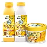Garnier Fructis Hair Food Banane Pflegendes Set mit Shampoo, Conditioner und Maske für trockenes Haar, bis zu 98 % der Inhaltsstoffe natürlichen Ursprungs, ohne Silikone
